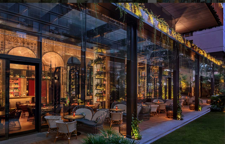 a restaurant with tables and chairs