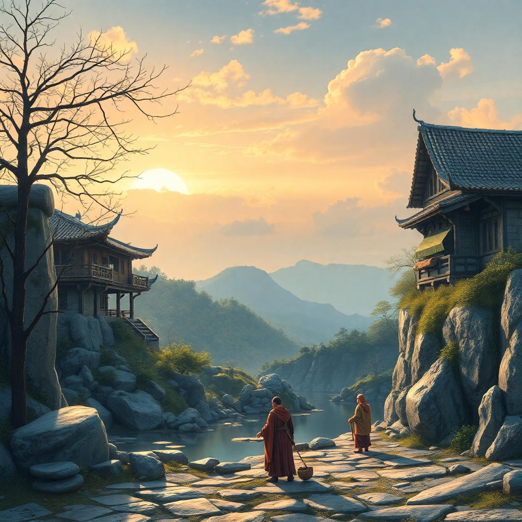 ein Mann und eine Frau gehen auf einem Weg in der Nähe eines Flusses